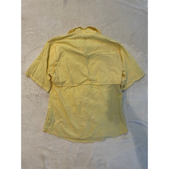 BIMINI BAY Button Down Fishing Shirt Yellow Women's M Short Sleeve Nylon Outdoor - Picture 6 of 8